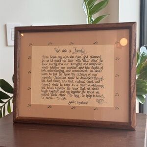 RARE VINTAGE - Framed ready to hang Family Quote Wall Art